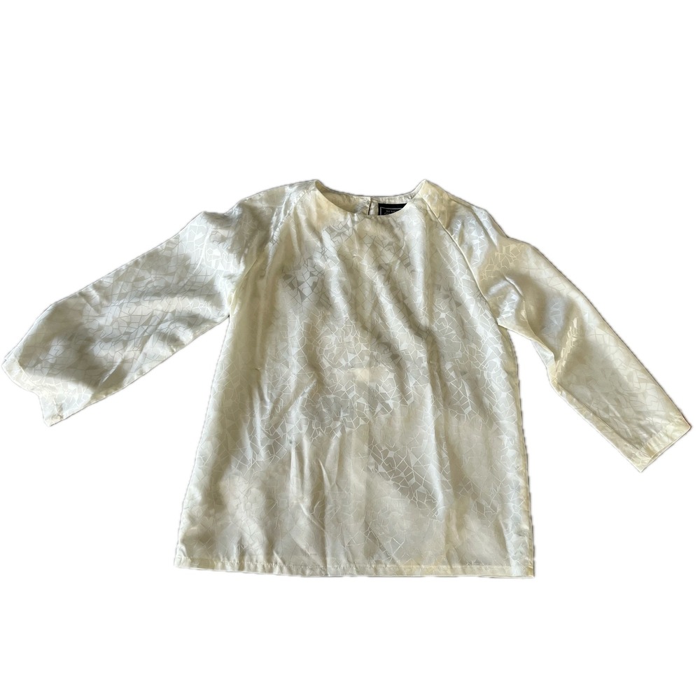 Vintage Especially For You Blouse Ivory Geometric Print Long Sleeve Top S/M